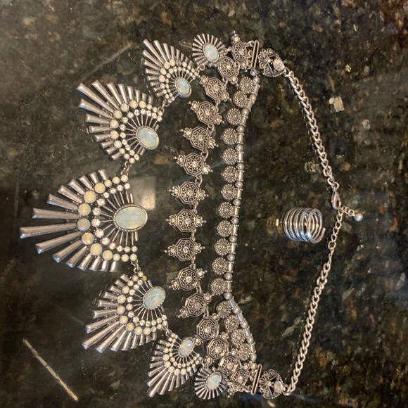 Jewelry - Silver statement necklace and ring bundle